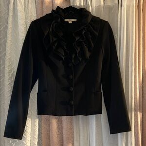 Fever Size S Black Ruffled Neckline Dress Jacket